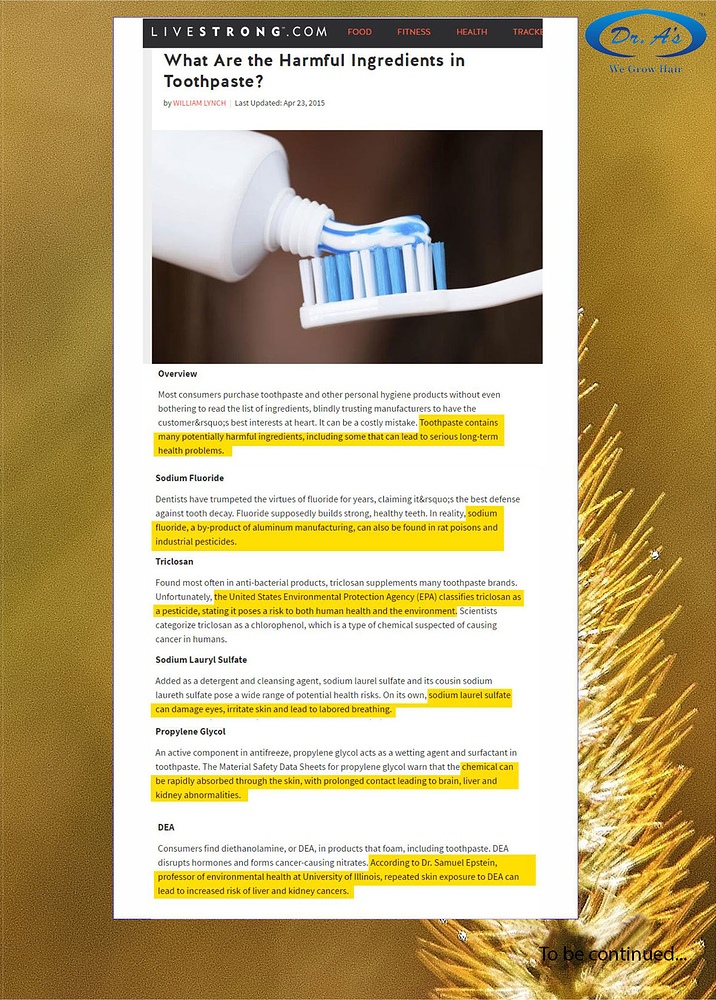 What are the Harmful Ingredients Toothpaste? (09) Topicals for hair